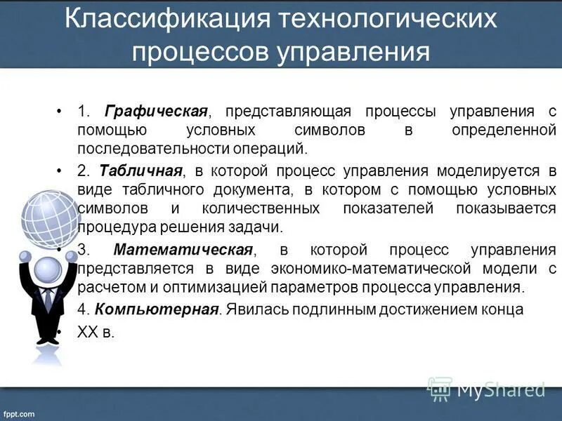 Управление выполняемыми операциями. Классификация технологических процессов. Технологии управления. Управление как информационный процесс представляет собой.