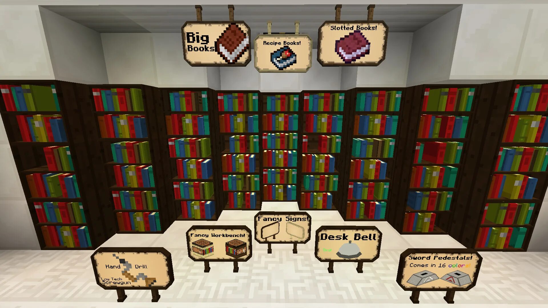 Библио крафт 1.12.2. BIBLIOCRAFT 1.11. BIBLIOCRAFT крафты. Minecraft стол зачарования книжные полки. Мод на вывески