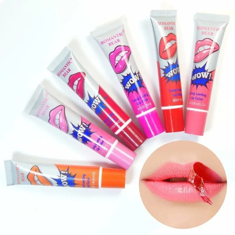 Помада которая не стирается. Тинт Romantic Bear. Бальзам для губ Romantic Bear Longlasting Lipgloss. Помада плёнка тинт для губ. Тинт для губ wow.