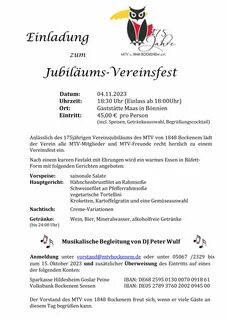 Einladung zum Vereinsfest 