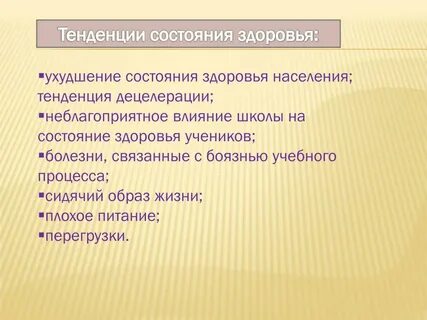 Состояние здоровья организма современного