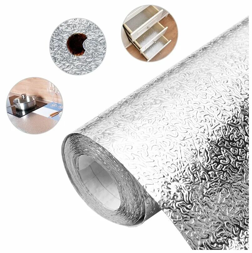 самоклеящаяся пленка алюминиевая фольга. фольга самоклеящаяся водомаслостойкая 0,6х3 м. алюминиевая фольга для кухни. алюминиевая пленка самоклеющаяся. фольга стикер самоклеящаяся (для защиты и декорирования), рулон, 60*300см.
