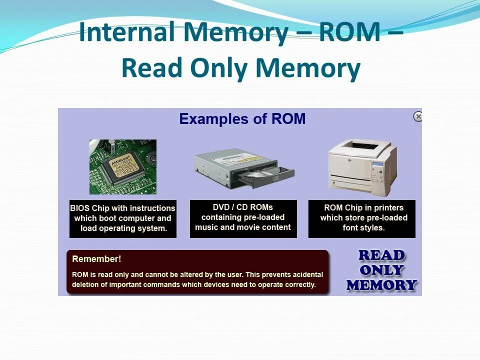 Examples of memory. Types of read only memory. rom example. read only memory. internal memory.