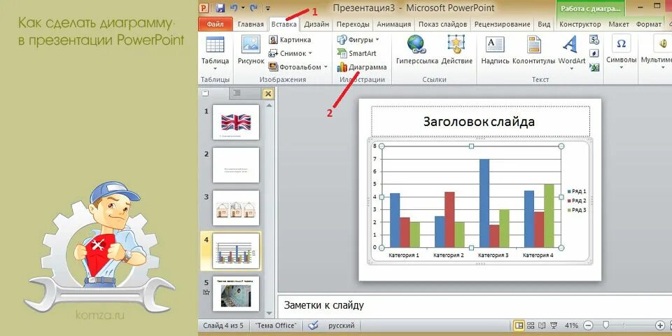 Как вставить диаграмму в презентацию