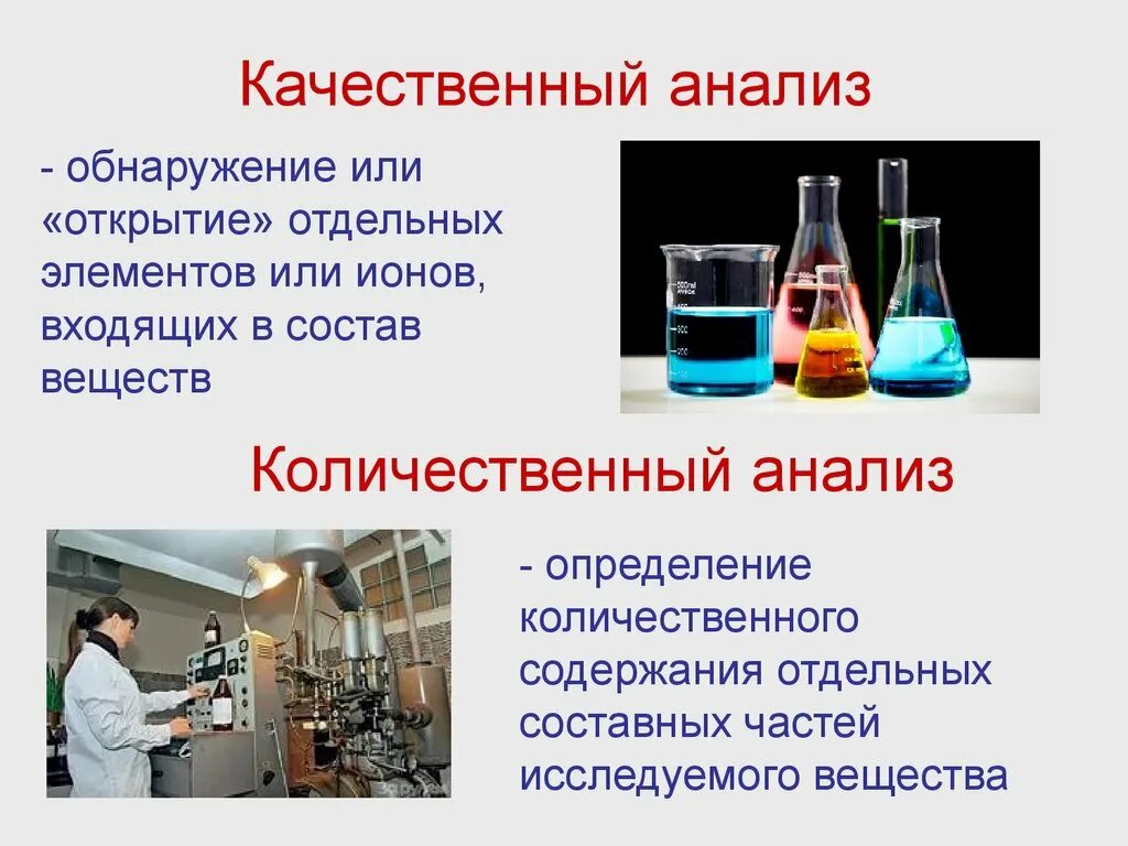 Определить качественное значение. Химический метод количественного анализа пример. Примеры качественного анализа в химии. Химичческиеметоды качественного анализа. Качественный анализ химия.