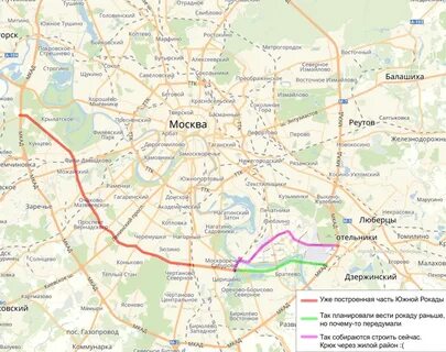 Южная рокада подробная схема на карте