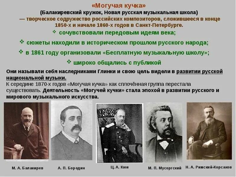 Какие композиторы входили в могучую кучку