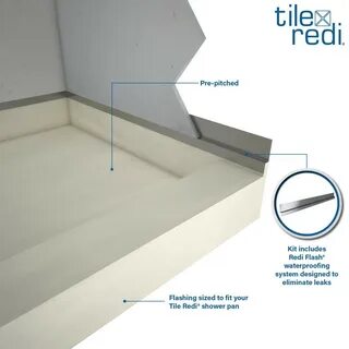 Redi Trench ® shower pan with coordinating Redi Bench ® shower seat. 