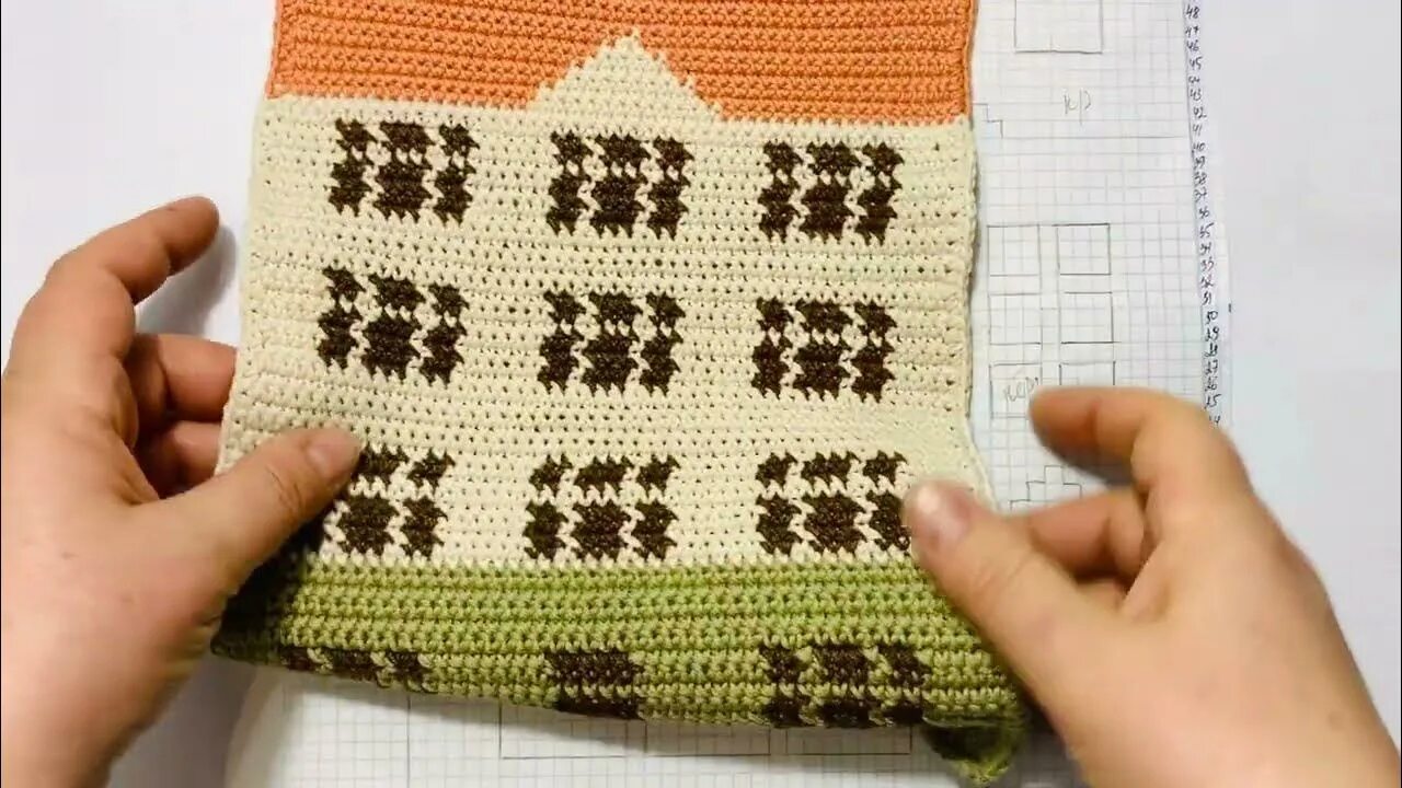 Жаккард крючком техника. Вязаная тыква жаккардом.