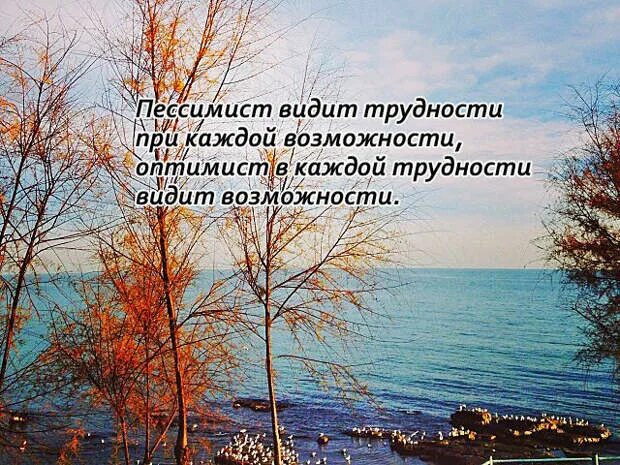 Пессимист видит трудности при каждой возможности. Оптимист в каждой возможности видит. Черчилль оптимист видит возможности. Оптимист видит возможность в каждой трудности. И дает возможность видеть все