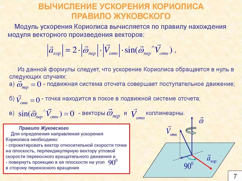 Правило Жуковского ускорение Кориолиса. Правило Жуковского теоретическая механика. Как определить направление ускорения Кориолиса. Ускорение Кориолиса направление теорема Жуковского. Как определить направление ускорения