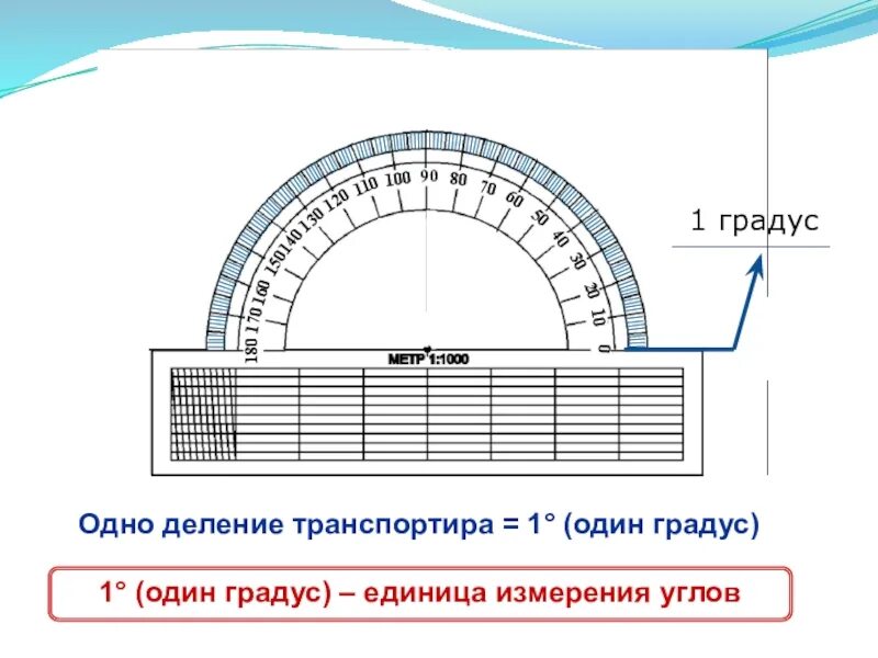 Сколько составляет 1 градус. Единицы измерения градусов угла. 1 Градус. Деление транспортира. Градусы измерение.