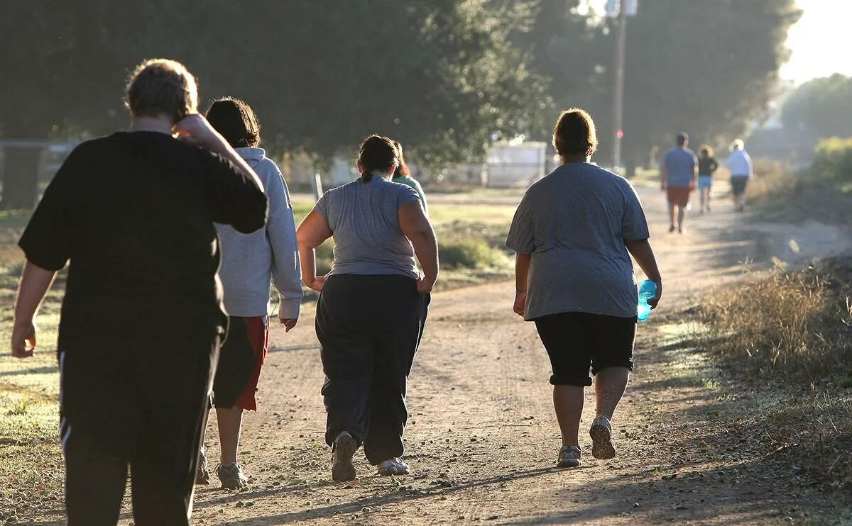 Люди страдающие лишним весом. Массовое ожирение.