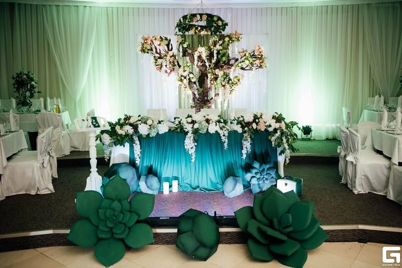 Изумрудный день. Украшение свадебного зала. Декор свадебного зала в изумрудном цвете. Украшение свадебного зала в зеленом цвете. Свадьба в изумрудном цвете.
