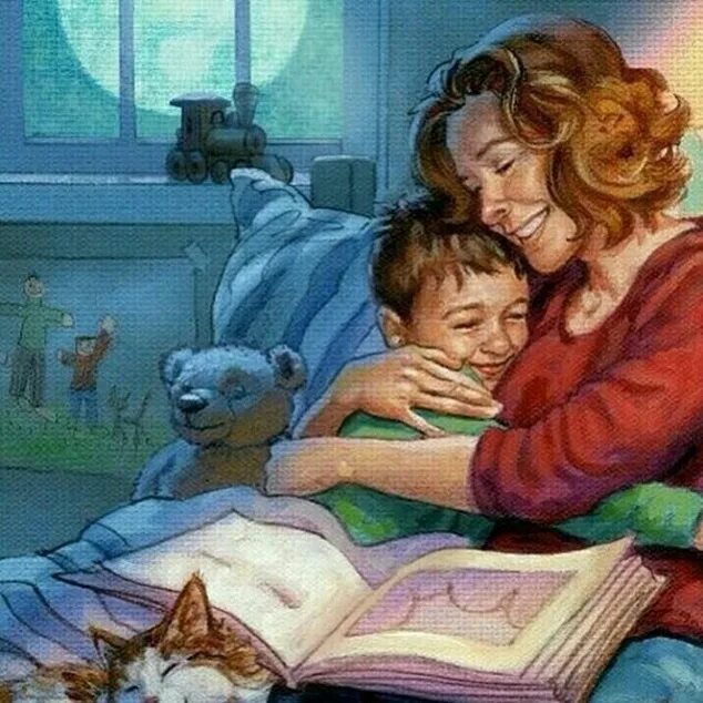 Читать на ночь. Мама рассказывает сказку. Мама читает книгу ребенку. Мама читает сказку ребенку. Чтение сказок детям.