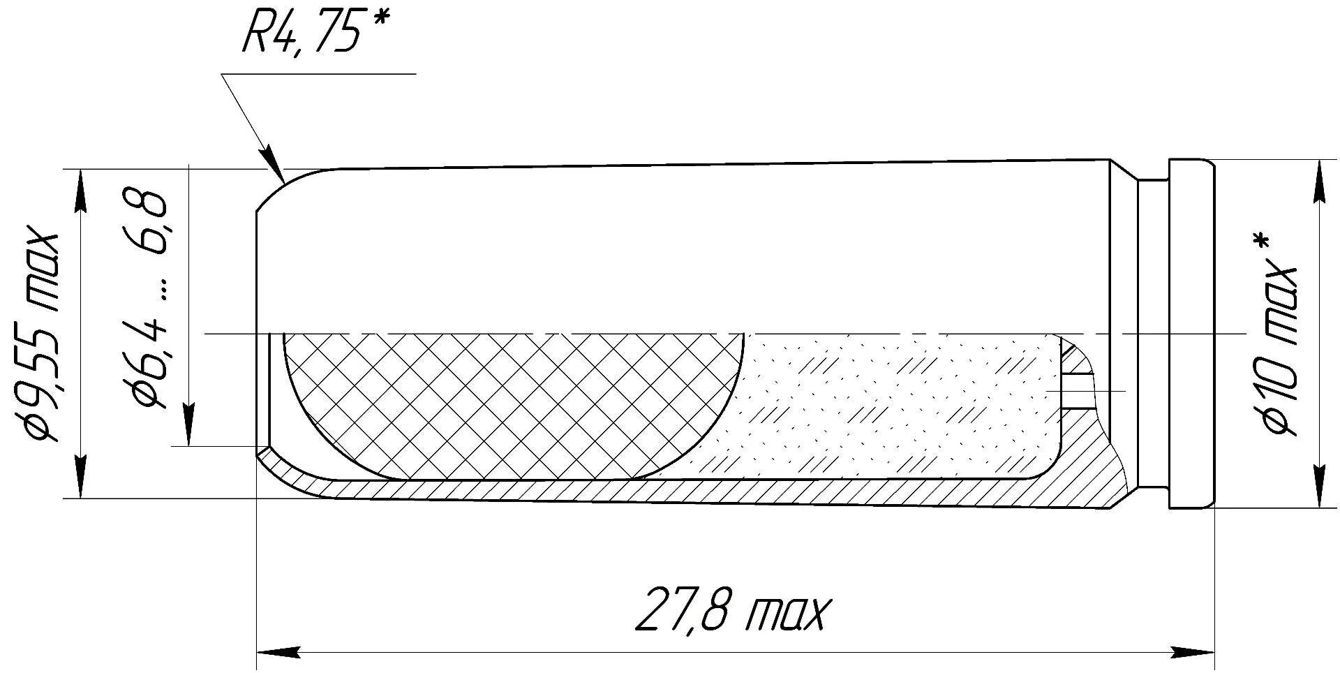 Матрица для довальцовки патронов 10х28 чертеж. Чертеж патрона 10х28. Гильза патрона 10х28 гильза чертеж. Чертеж гильзы 10х28.