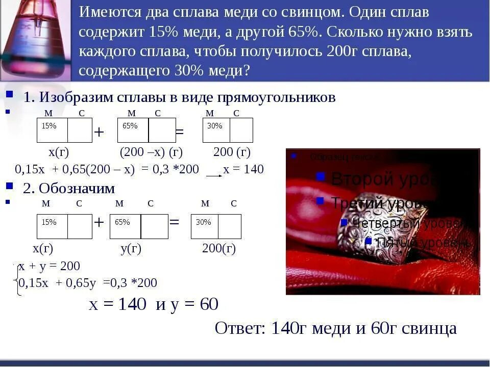 Из сплава содержащего 5 меди. Имеется два сплава. имеется два сплава с медью. сплав меди и свинца. сплав двух металлов.