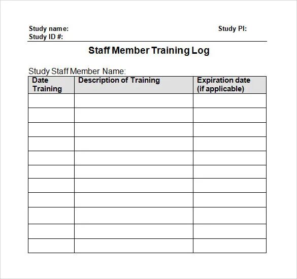 Logging log record. Training log. training plan template. staff training. paper log sample.