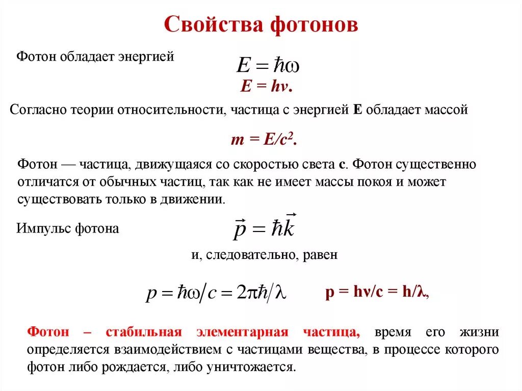 Основная формула фотона