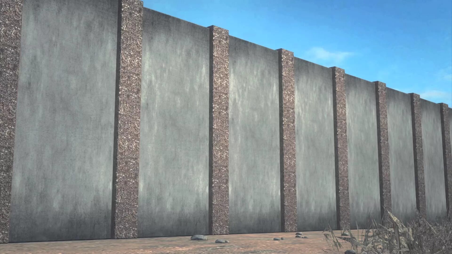 Стоит огромная стена. Огромная стена. Бетонная стена. Высокая стена. Высокая бетонная стена.