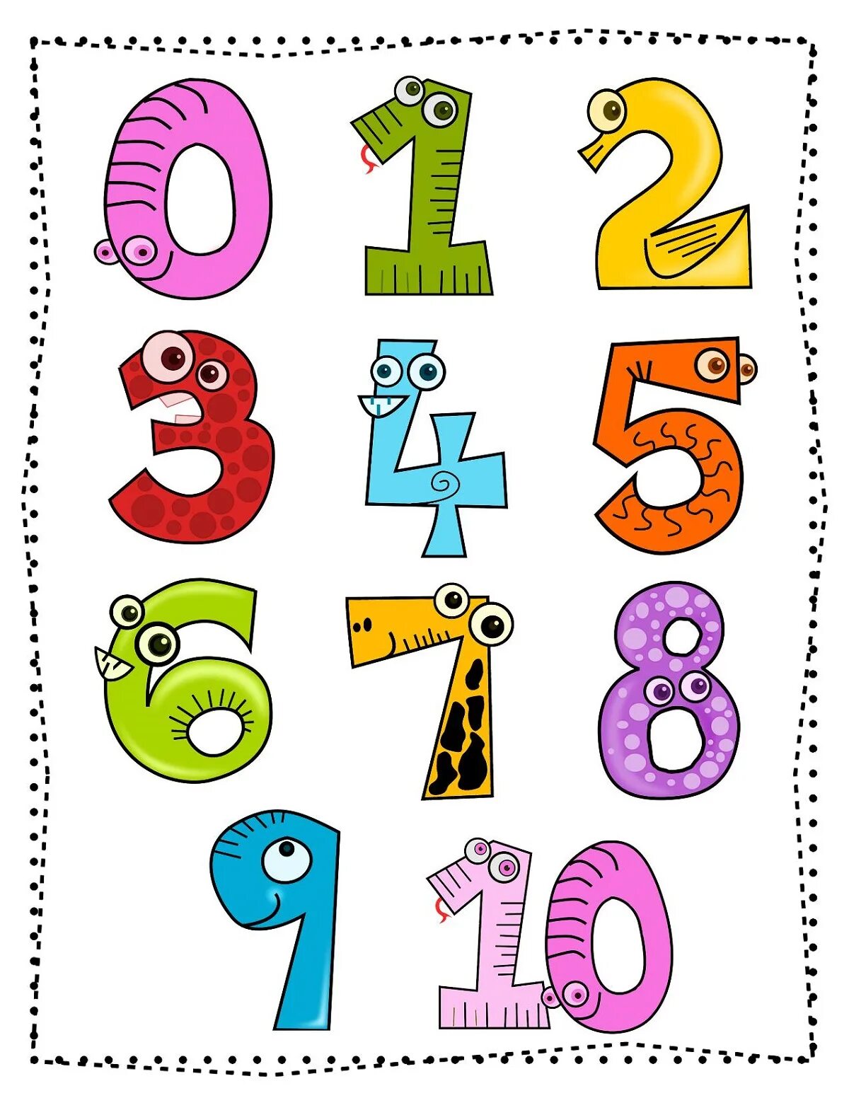 Numbers for children. Оригинальные цветные цифры рисунки. Цифры мультяшные до 12. Цветные цифры Flashcards