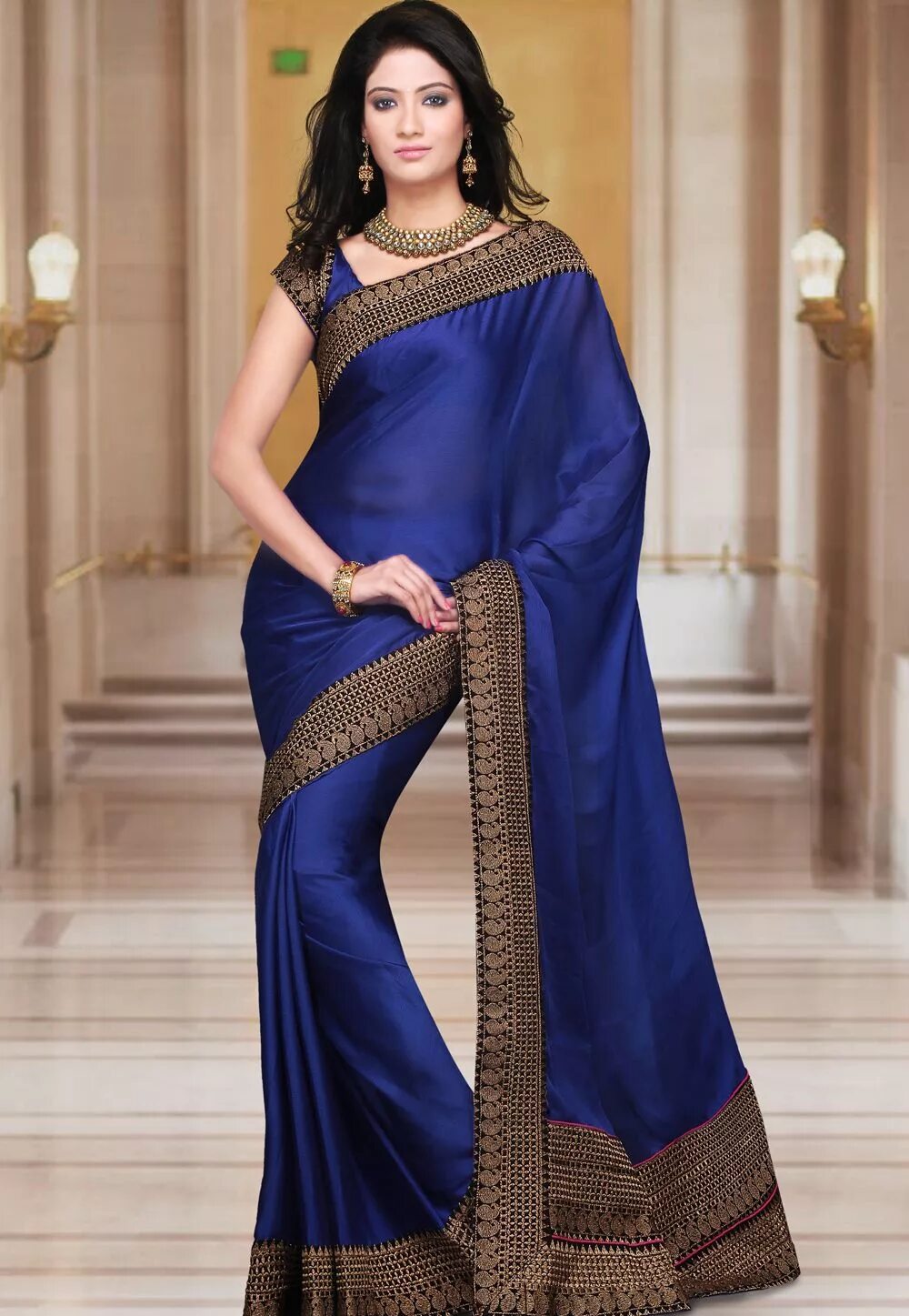 Сари 2023. Индийское Сари синее. Платье а-ля Сари. Наряд в индийском стиле.