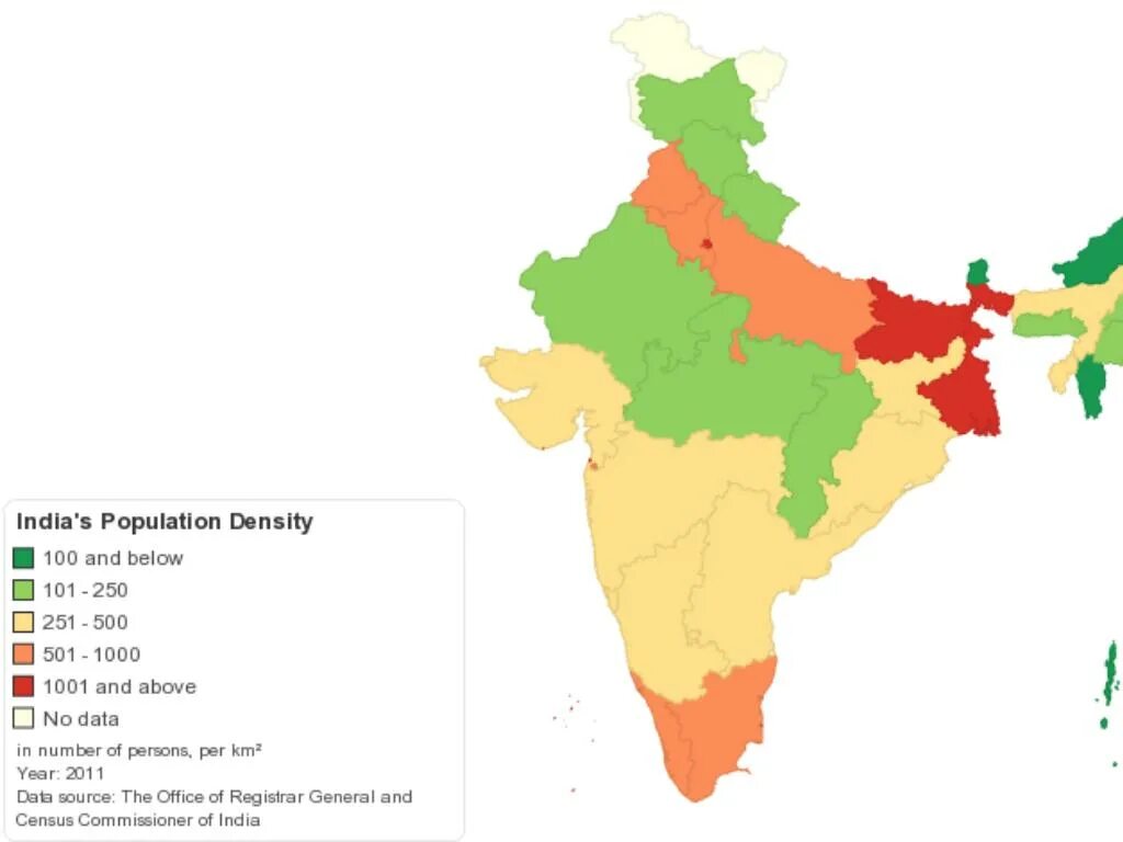 Карта плотности населения Индии. Плотность населения Индии. Размещение населения Индии карта. Карта Индии по плотности населения.
