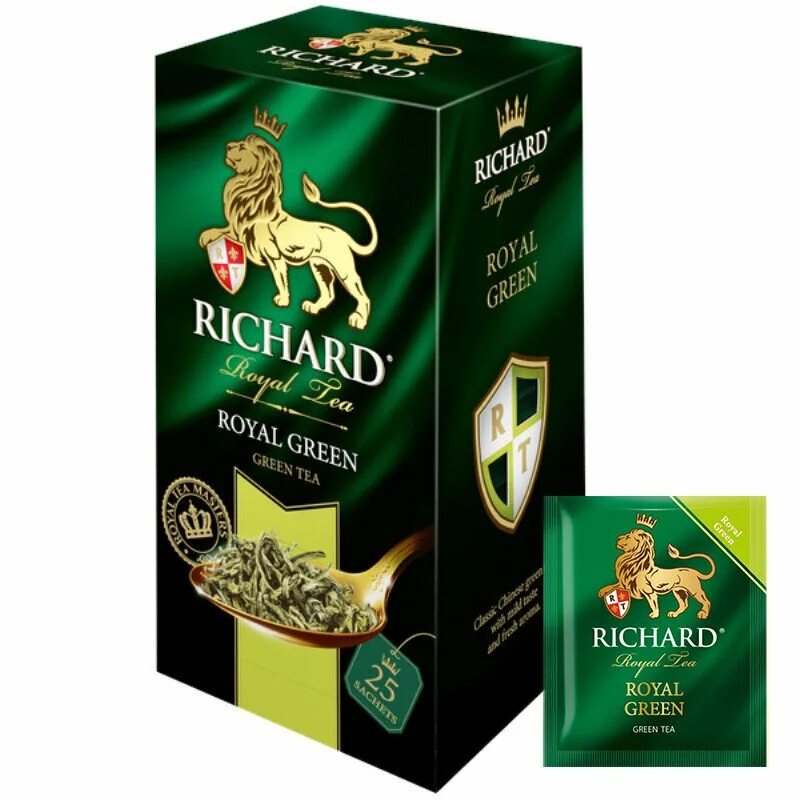 Richard чай в пакетиках. Чай Richard Роял Грин зеленый 50г (25пак*2г).