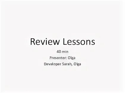 Review lessons