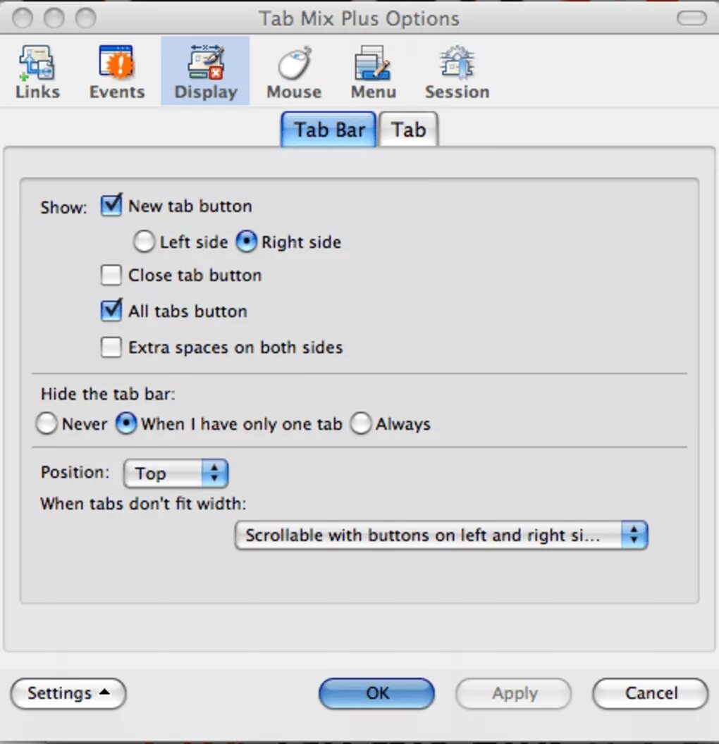 Tab commands. Tab mix plus. mixer tab. tab view for displaying the event dates.