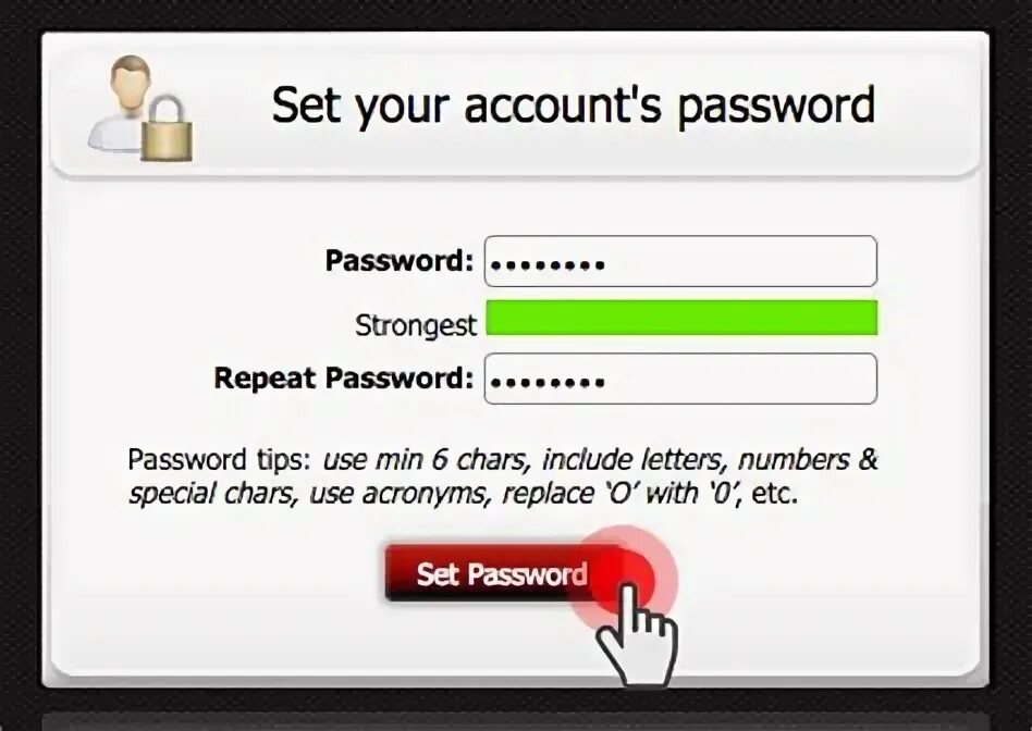 Repeat password. Password repeat password. Set password. New password. Password level password