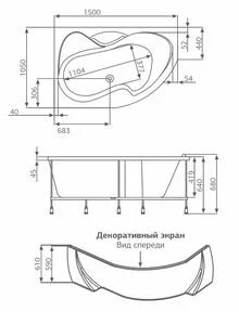 Акриловая угловая ванна сборка
