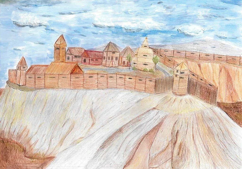История рисунка. Исторический рисунок. Рисунок на историческую тему. Московская крепость для детей. Дятловы горы.