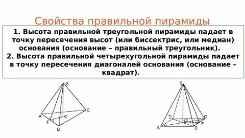 Правильная пирамида свойства основания