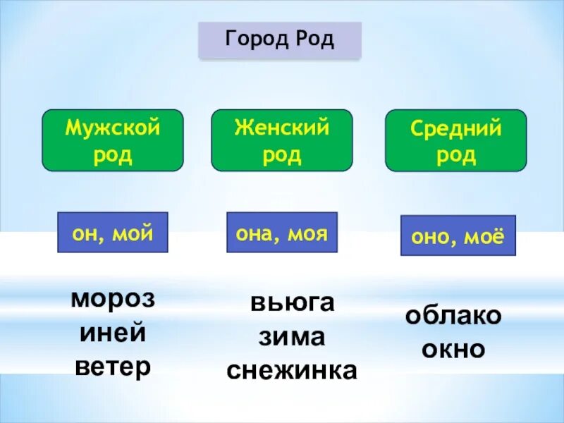 Мужской род женский род средний род. Мужской женский средний. Роды мужской женский средний. Мужской род женский рожь. Схема какой род