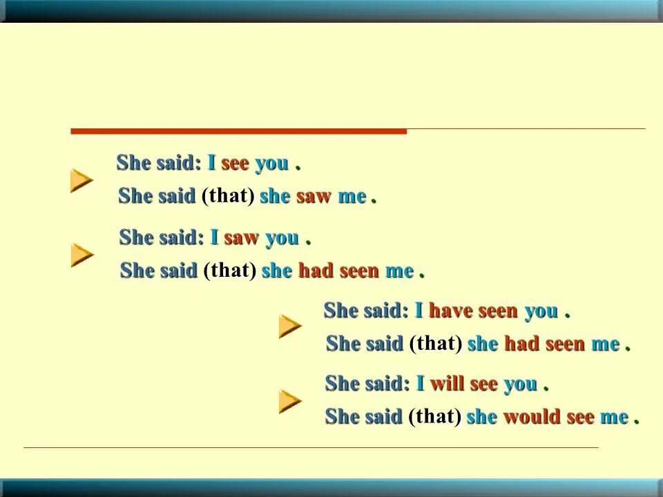 She says she likes. She said. She said правила. Said that. She saw me.