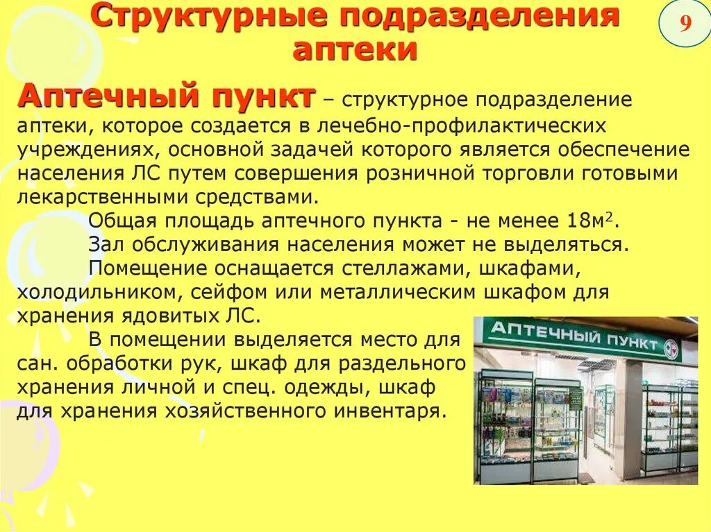 Где в учреждении или учреждение. Организация работы аптечного пункта. Аптека в виде структурного подразделения аптечной организации. Общая характеристика учреждения аптеки \. Помещение для аптеки розничной торговли.