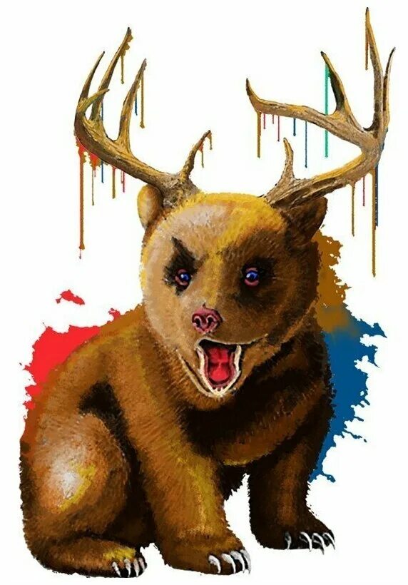 Медведь арт. Медведь с рогами оленя. Медведь с рогами оленя. Медведь с рогами оленя. Медведь с рогами оленя.