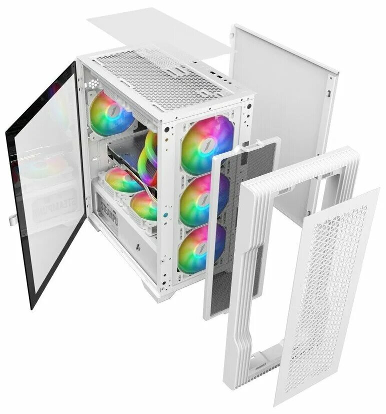 Корпус 1stplayer Trilobite t3 White t3-WH-4f1-w. 1stplayer корпус Trilobite t3 White / MATX, TG / 4x 120mm led Fans Inc. / t3-WH-4f1-w. Корпус 1stplayer Trilobite t3. Корпус 1stplayer Trilobite t3-g White.