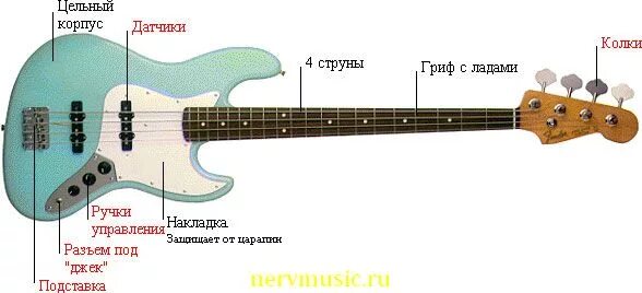 Строение бас гитары 4 струны. Строение электро бас гитары. Бас гитара название частей. Анатомия бас гитары.