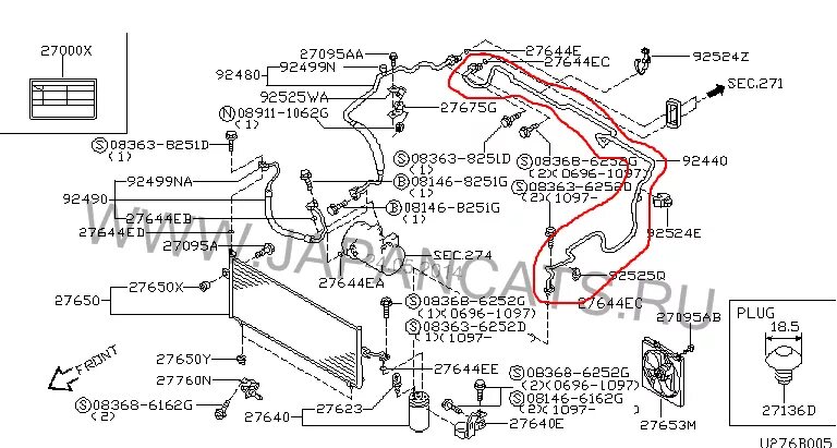 Система охлаждения двигателя ниссан примера Radiator removal and installation (CR) (Nissan Note 1, Note E11, 2004-2013)