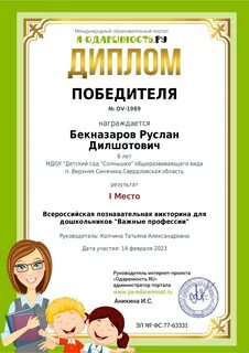 Номинации педагогических проектов
