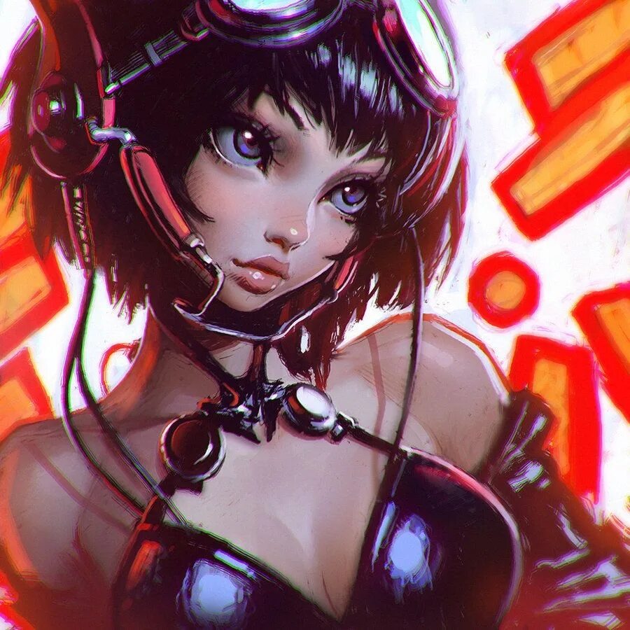 Киберпанк футанари. Ilya Kuvshinov Art.