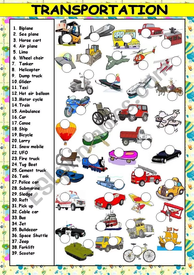 Transport Vocabulary английский. Transport Worksheets for Kids. Means of transport Worksheets. Means of transport Worksheets 8 класс.