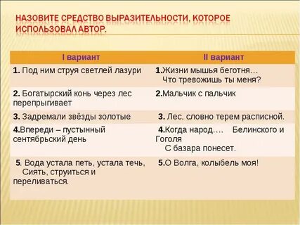 Средство выразительности 2 вариант