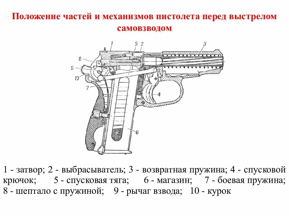 Части пистолета Макарова схема. Схема пистолета ПМ Макарова. Курок пистолета Макарова схема. Схема ПМ Макарова боевой. Структура пм