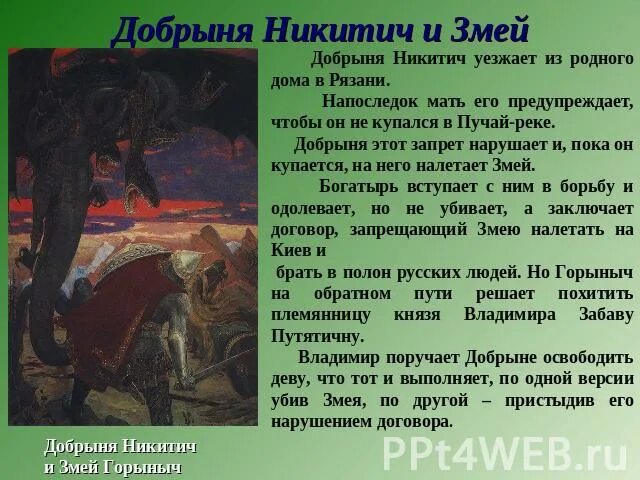 Подвиги Добрыни Никитича 4 класс. Интересные факты о Добрыне Никитиче. Родной город добрыни 6