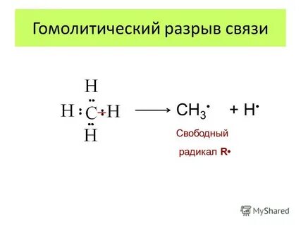 Разрыв связи между молекулами