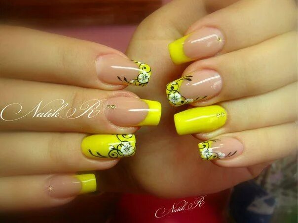 Маникюр бело желтый френч Пин на доске nails Гламурные ногти, Гвоздь, Маникюр
