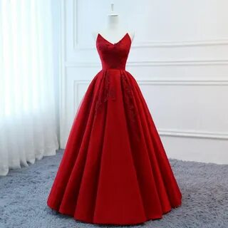 High Quality Silk Satin 2019 Modest Prom Dresses Long Red image 1 
